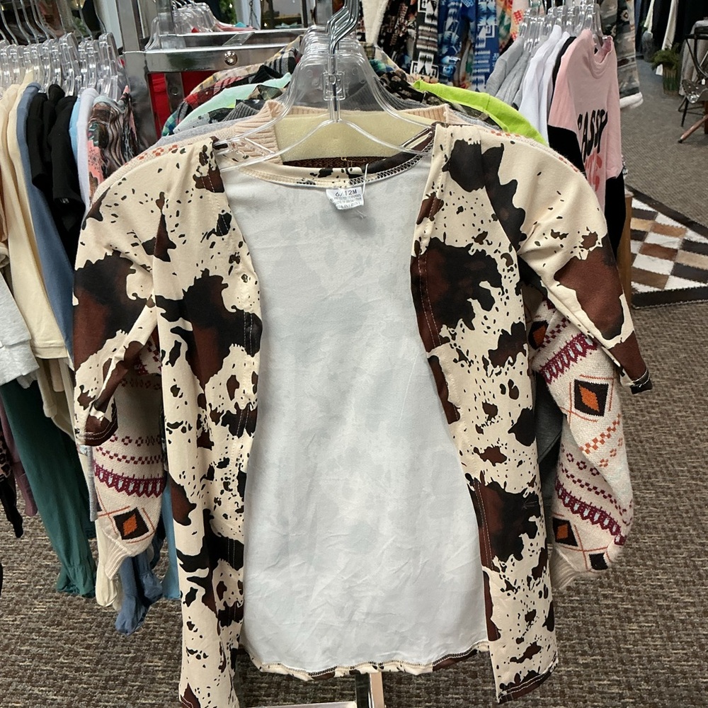 Cow Print Open Cardigan